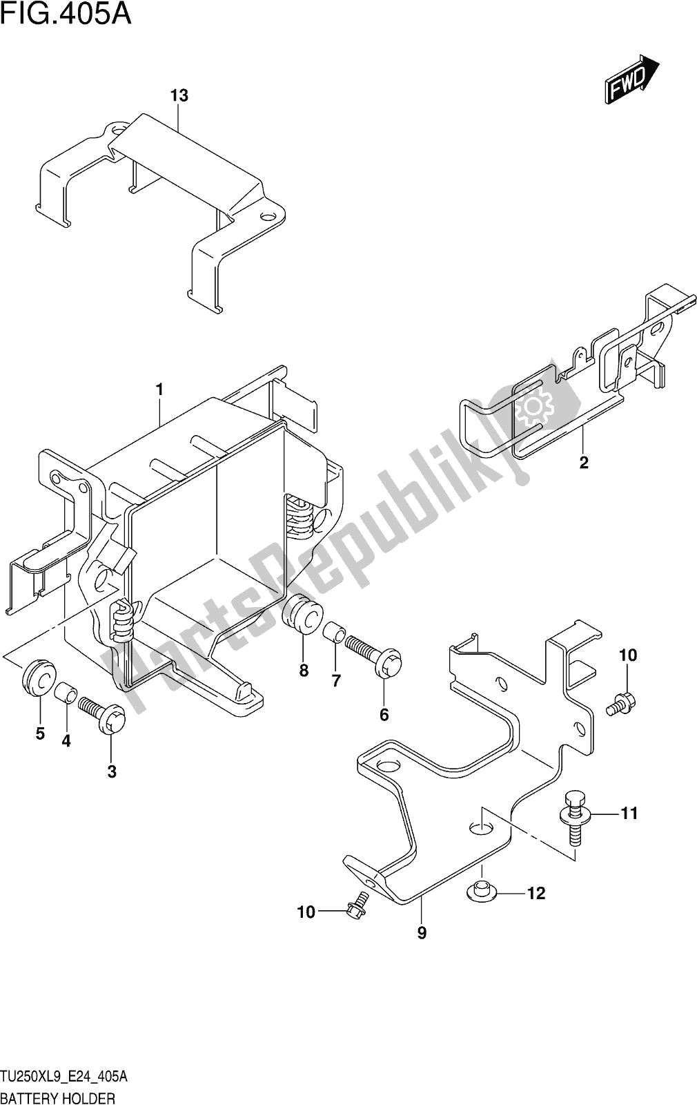 Toutes les pièces pour le Fig. 405a Battery Holder du Suzuki TU 250X 2019