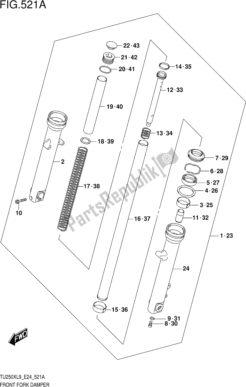 Wszystkie części do Fig. 521a Front Fork Damper Suzuki TU 250X 2019