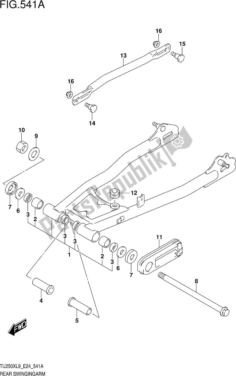 Todas las partes para Fig. 541a Rear Swingingarm de Suzuki TU 250X 2019