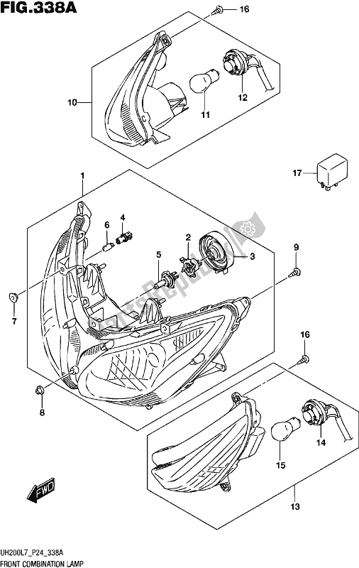 Tutte le parti per il Lampada Frontale Combinazione del Suzuki UH 200 2017