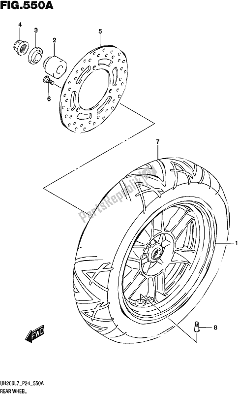 Tutte le parti per il Ruota Posteriore del Suzuki UH 200 2017