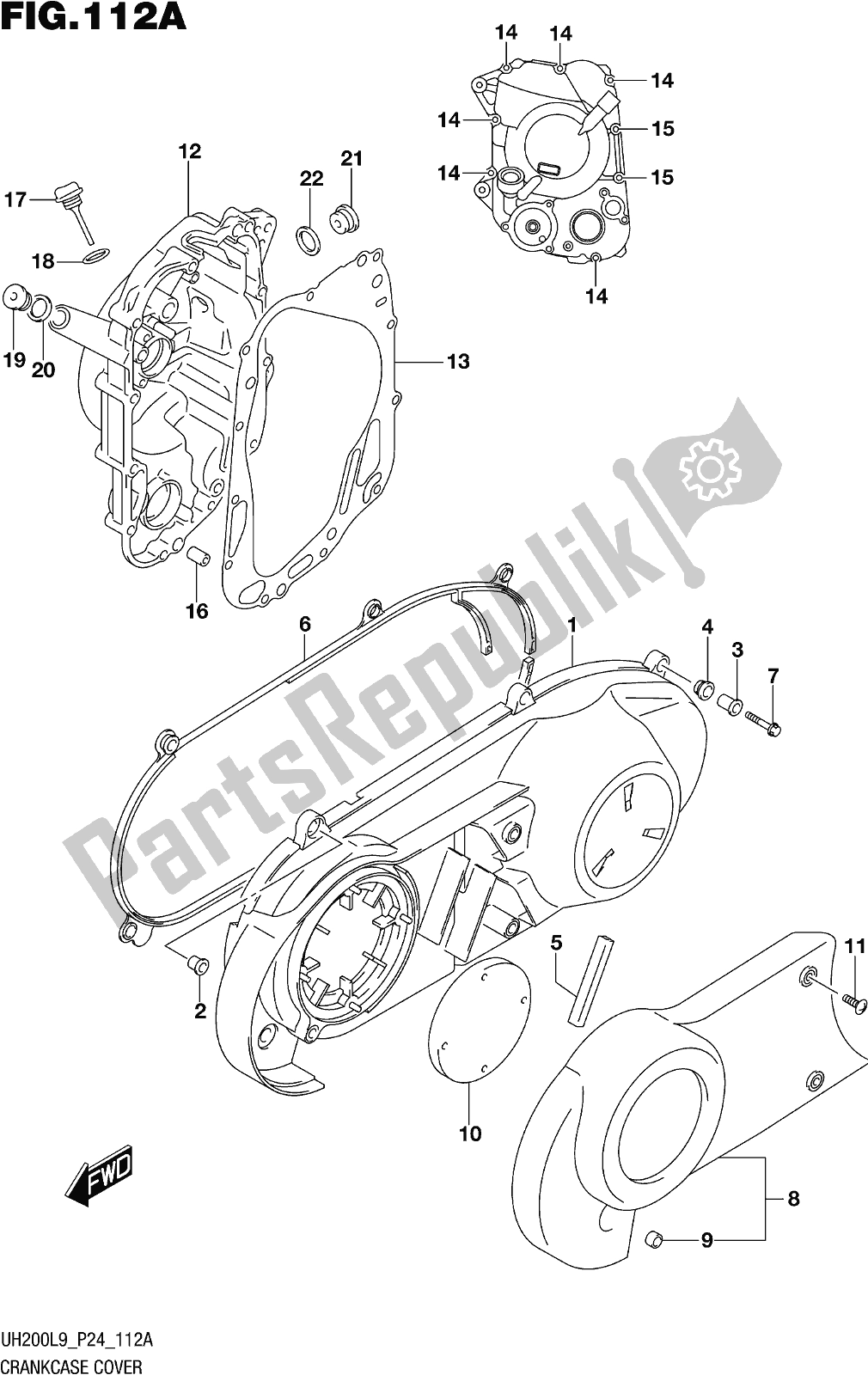 Wszystkie części do Fig. 112a Crankcase Cover Suzuki UH 200 2019