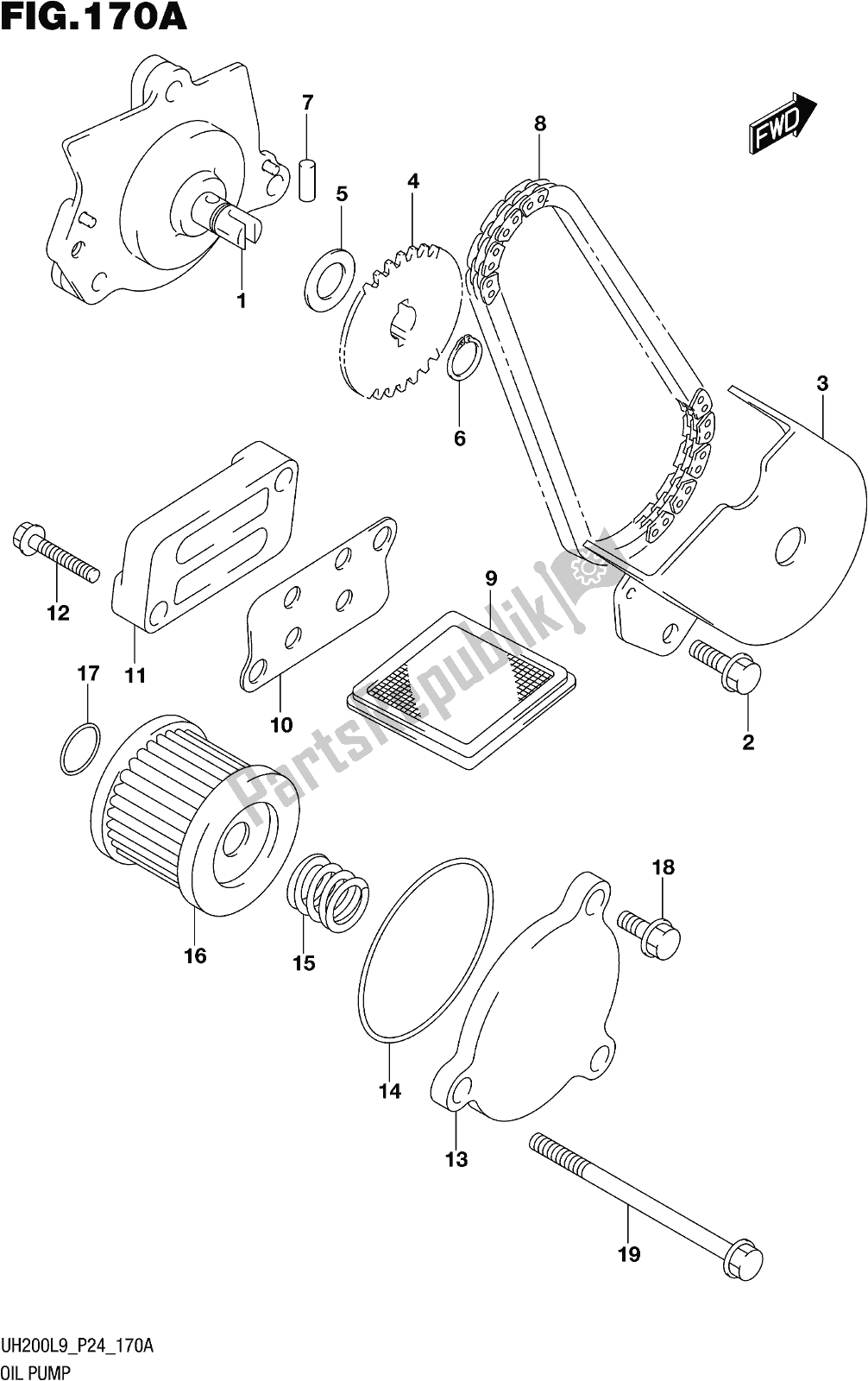 Alle onderdelen voor de Fig. 170a Oil Pump van de Suzuki UH 200 2019