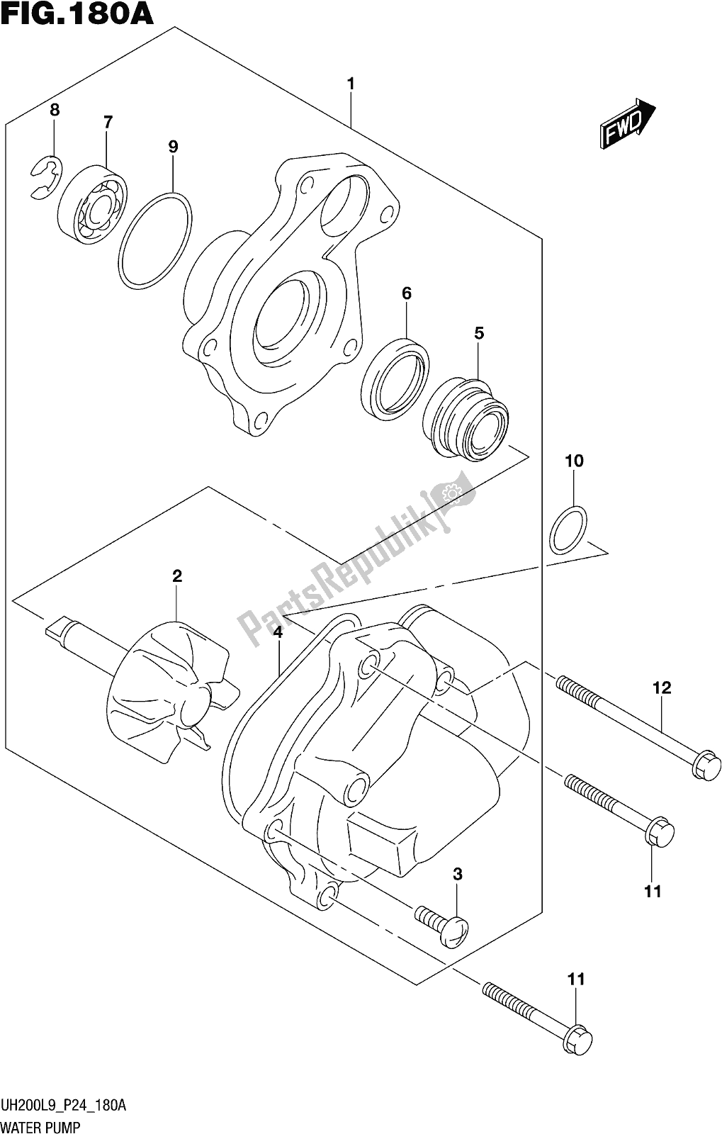 Wszystkie części do Fig. 180a Water Pump Suzuki UH 200 2019