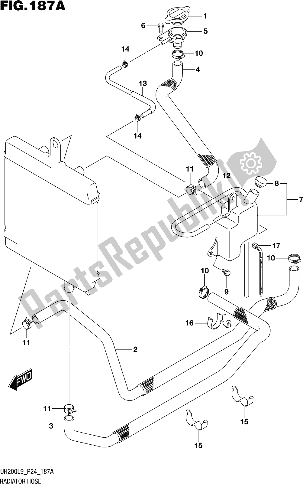 Tutte le parti per il Fig. 187a Radiator Hose del Suzuki UH 200 2019