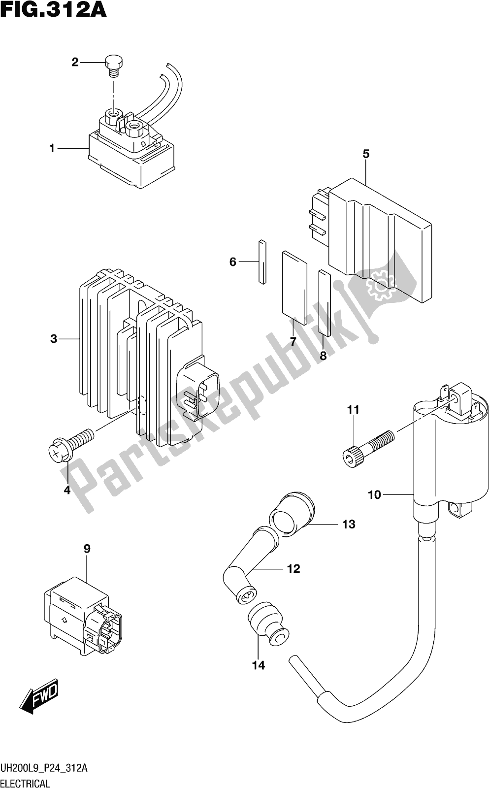 Alle onderdelen voor de Fig. 312a Electrical van de Suzuki UH 200 2019