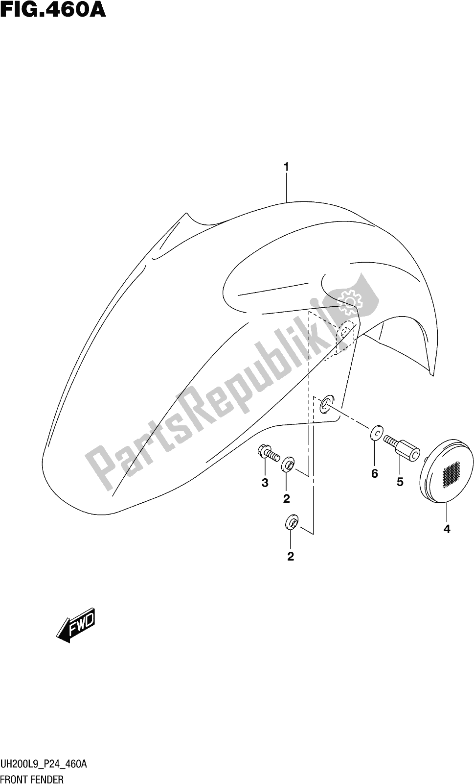 All parts for the Fig. 460a Front Fender of the Suzuki UH 200 2019