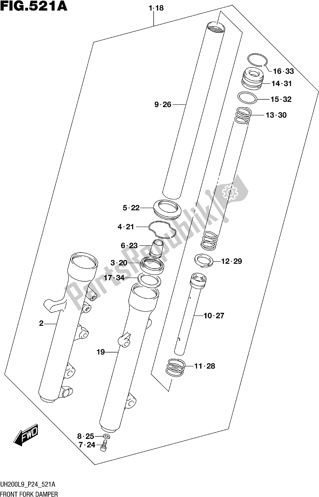 Todas las partes para Fig. 521a Front Fork Damper de Suzuki UH 200 2019