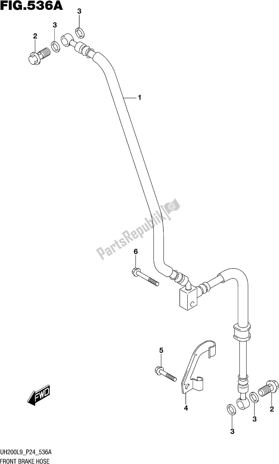 Todas las partes para Fig. 536a Front Brake Hose de Suzuki UH 200 2019