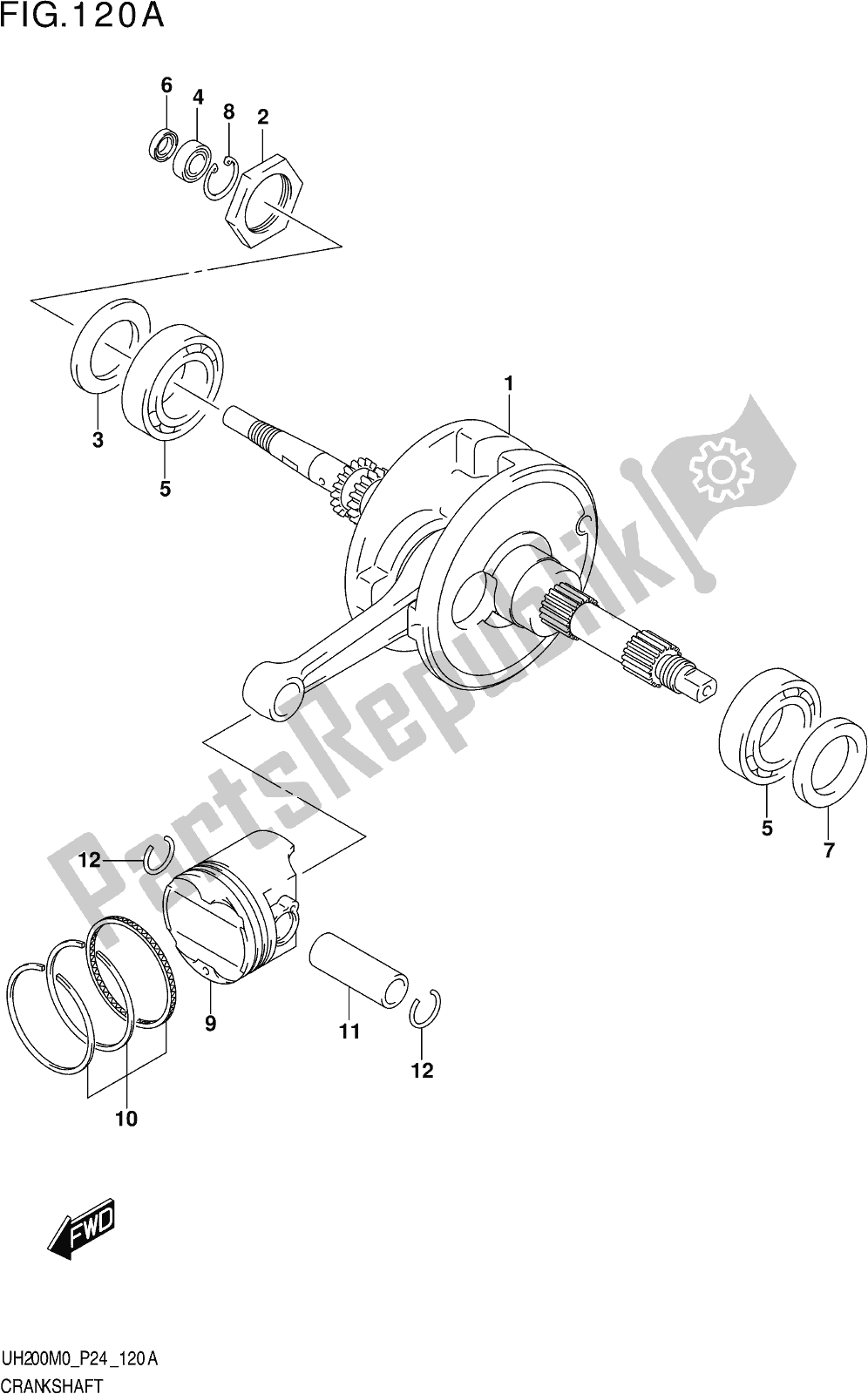 Todas as partes de Fig. 120a Crankshaft do Suzuki UH 200 2020