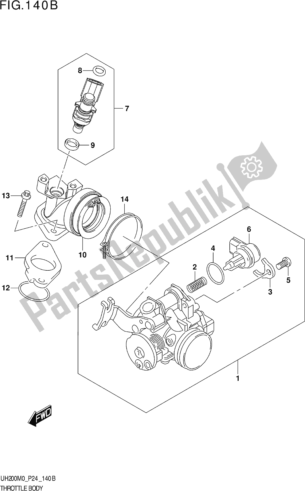 Tutte le parti per il Fig. 140b Throttle Body del Suzuki UH 200 2020