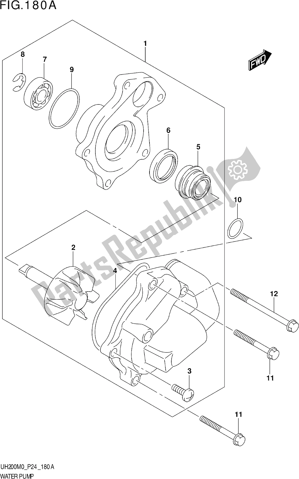 Tutte le parti per il Fig. 180a Water Pump del Suzuki UH 200 2020