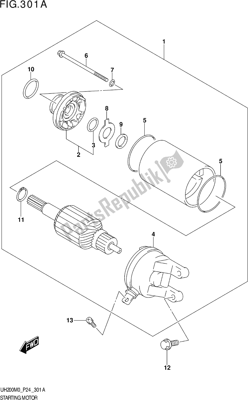 Tutte le parti per il Fig. 301a Starting Motor del Suzuki UH 200 2020