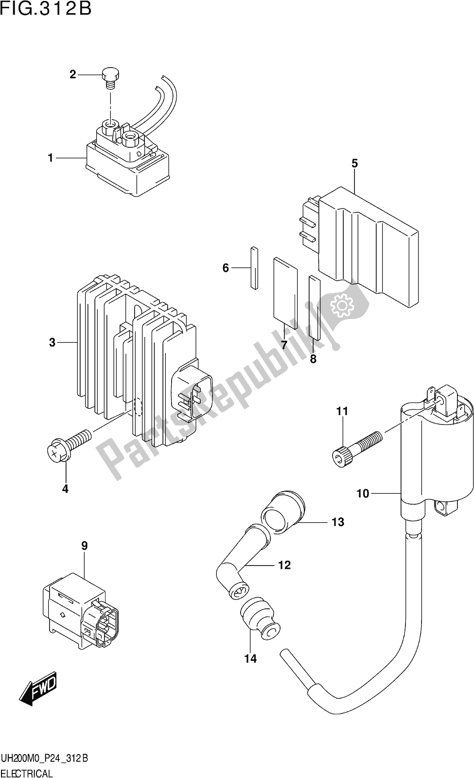 Todas as partes de Fig. 312b Electrical do Suzuki UH 200 2020