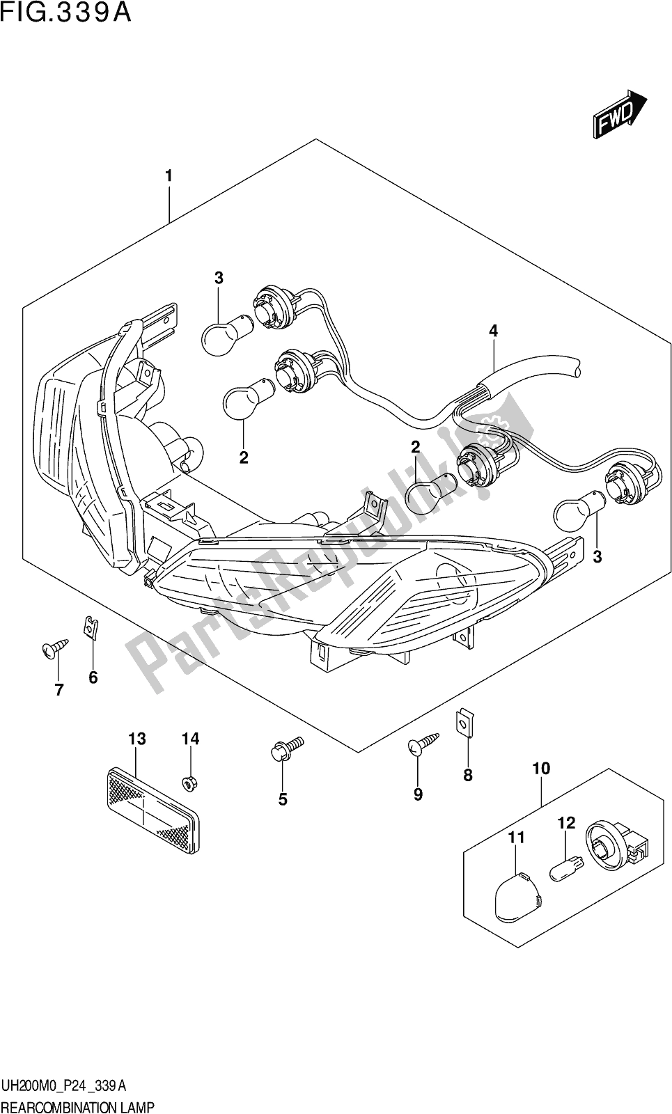 Tutte le parti per il Fig. 339a Rear Combination Lamp del Suzuki UH 200 2020