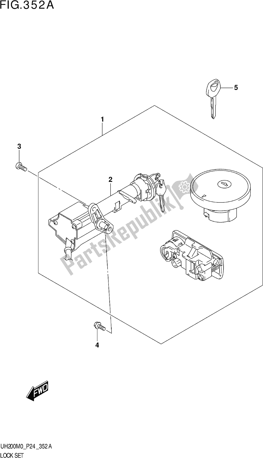 Tutte le parti per il Fig. 352a Lock Set del Suzuki UH 200 2020