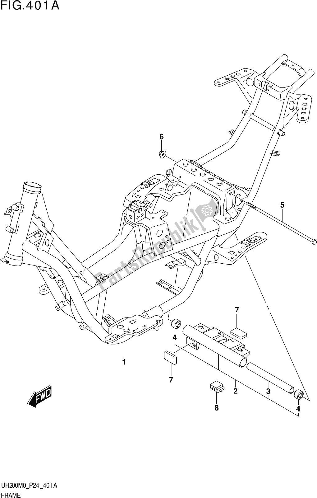 Tutte le parti per il Fig. 401a Frame del Suzuki UH 200 2020