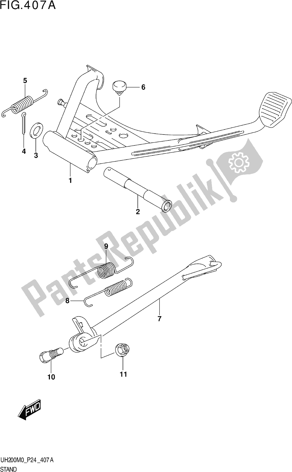 All parts for the Fig. 407a Stand of the Suzuki UH 200 2020