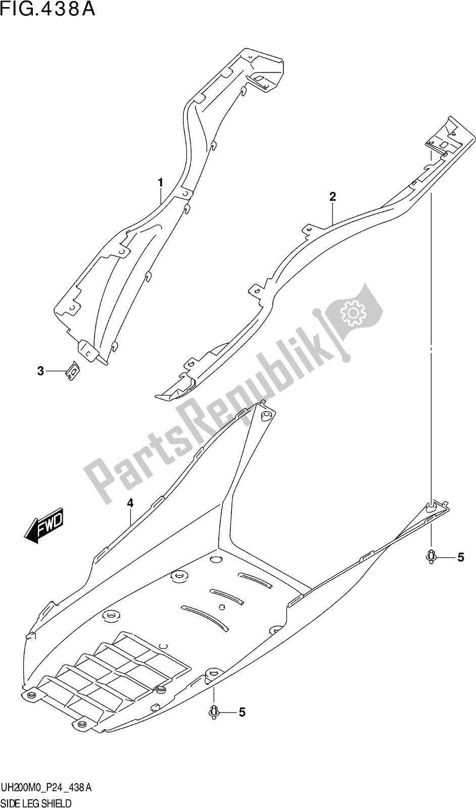 Todas las partes para Fig. 438a Side Leg Shield de Suzuki UH 200 2020