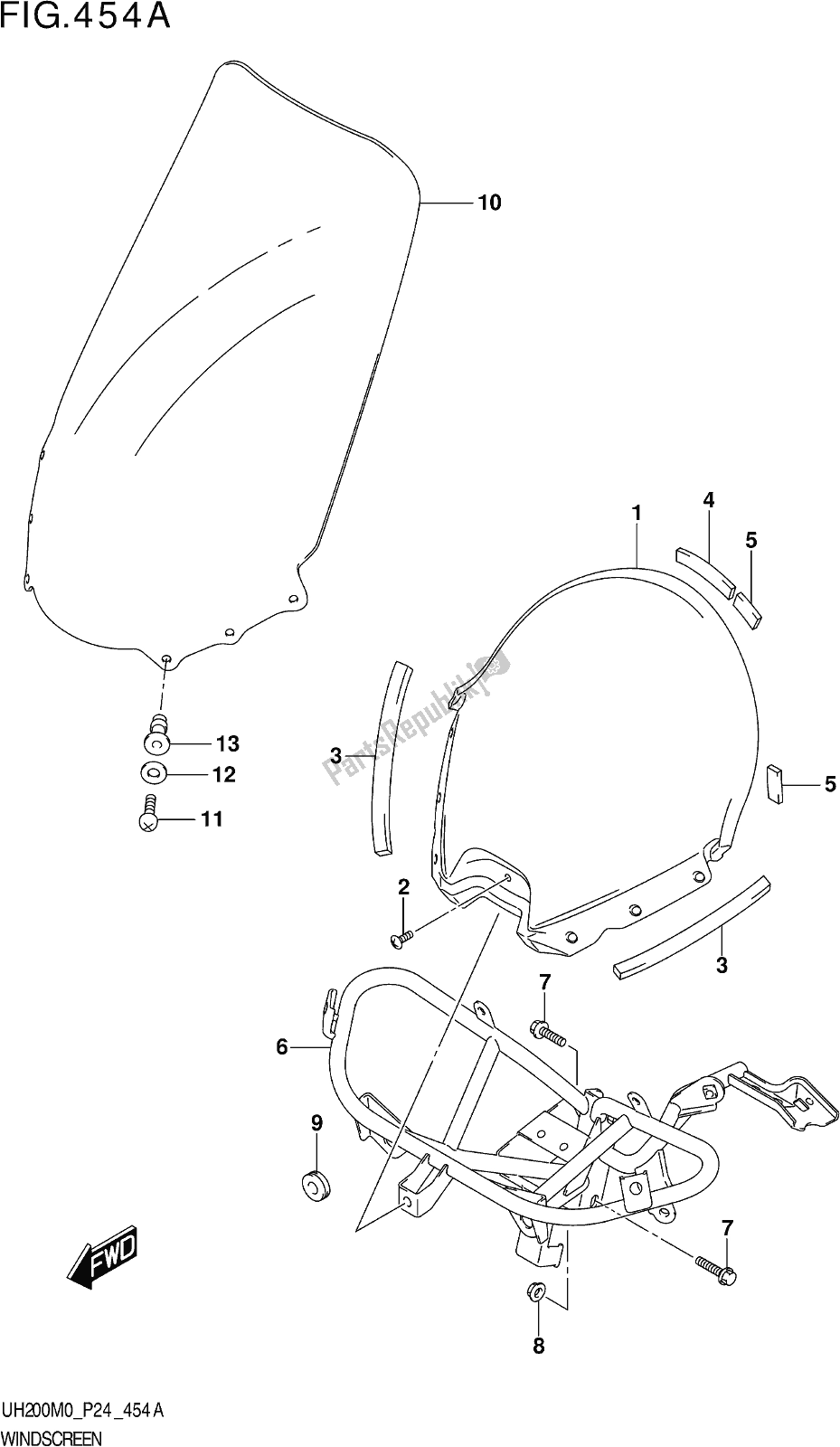 Tutte le parti per il Fig. 454a Windscreen del Suzuki UH 200 2020