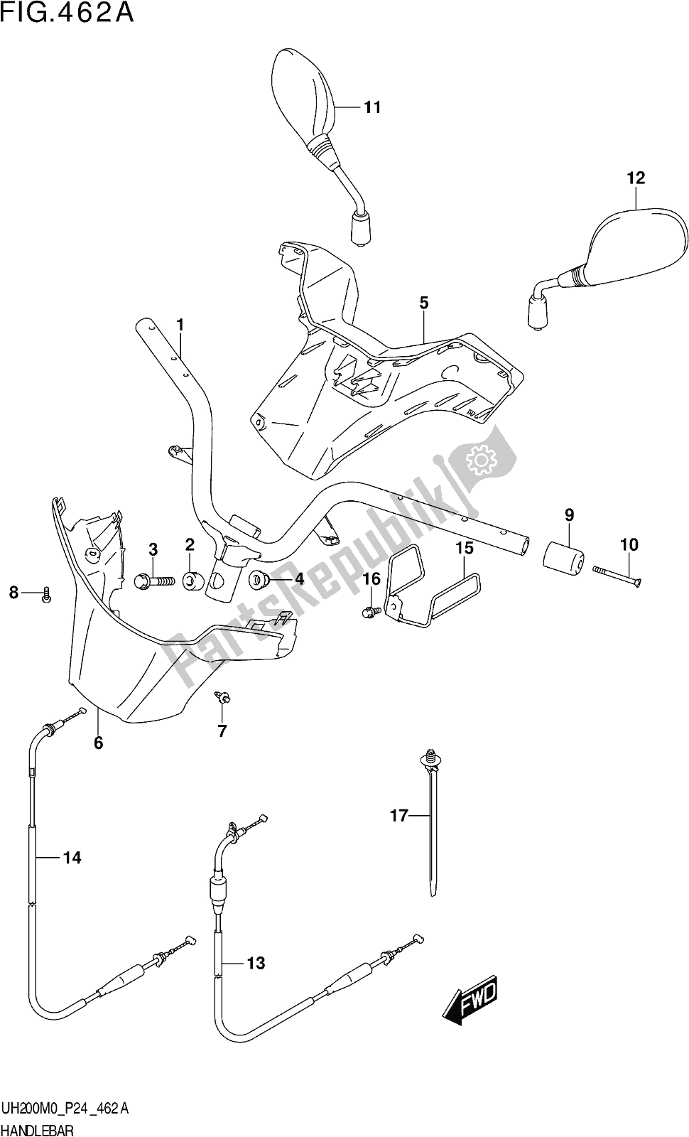 Alle onderdelen voor de Fig. 462a Handlebar van de Suzuki UH 200 2020