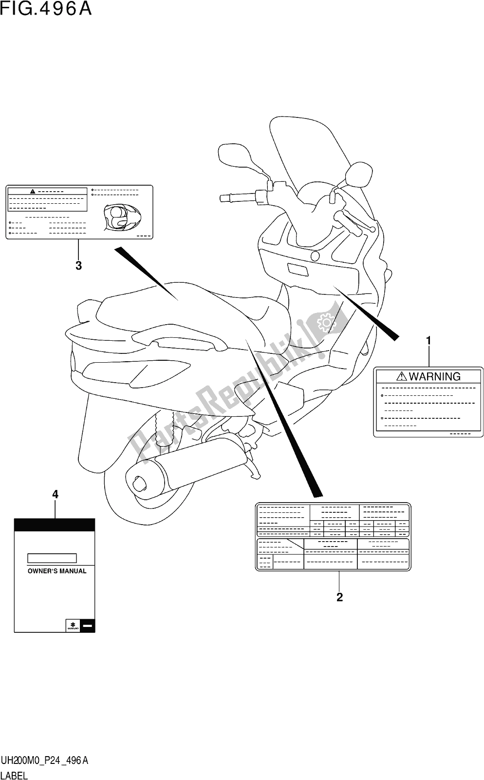 Tutte le parti per il Fig. 496a Label del Suzuki UH 200 2020