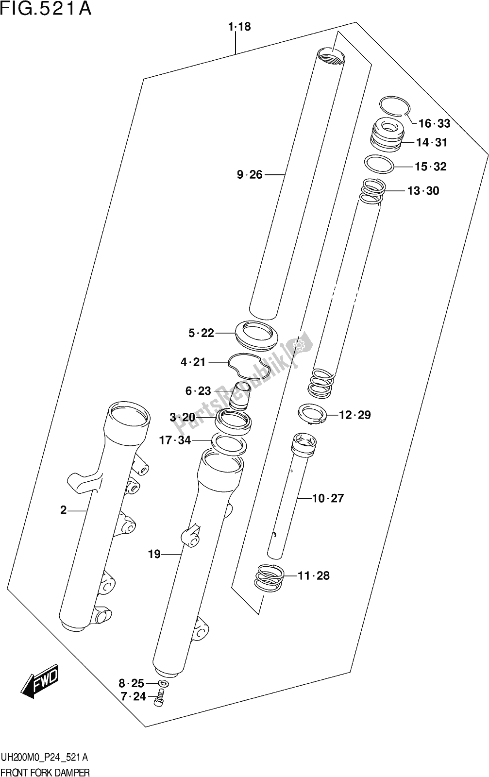 Tutte le parti per il Fig. 521a Front Fork Damper del Suzuki UH 200 2020