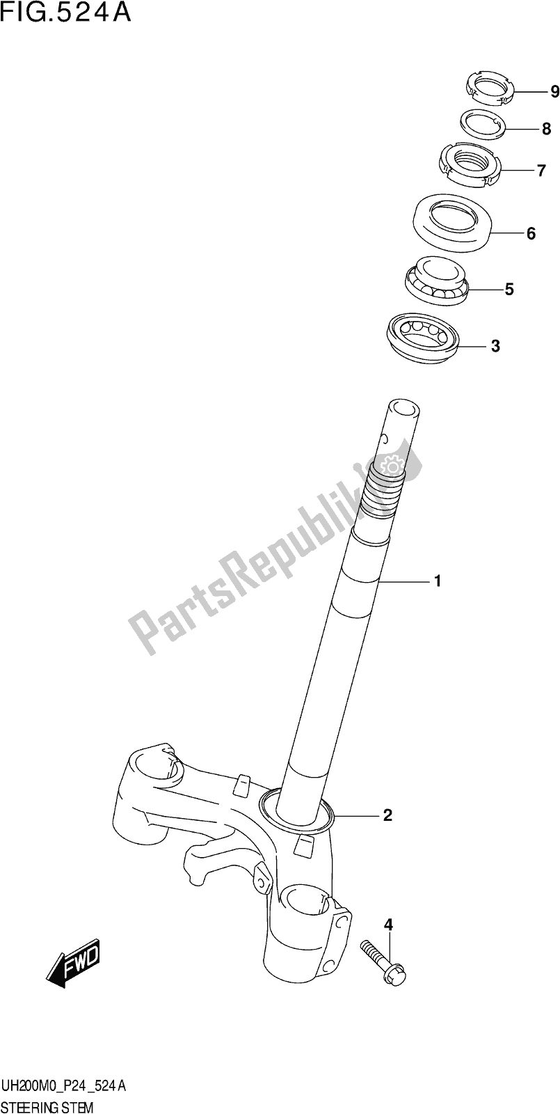 Tutte le parti per il Fig. 524a Steering Stem del Suzuki UH 200 2020