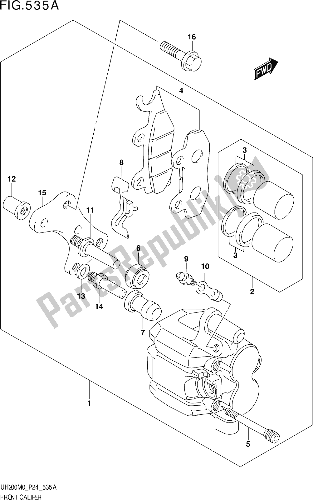 Todas las partes para Fig. 535a Front Caliper de Suzuki UH 200 2020