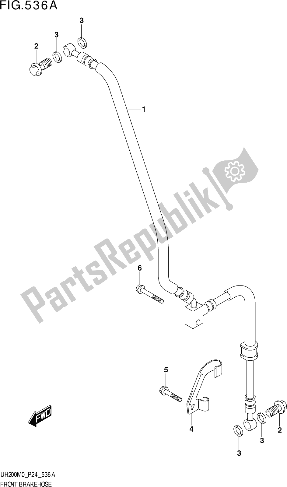 Todas as partes de Fig. 536a Front Brake Hose do Suzuki UH 200 2020