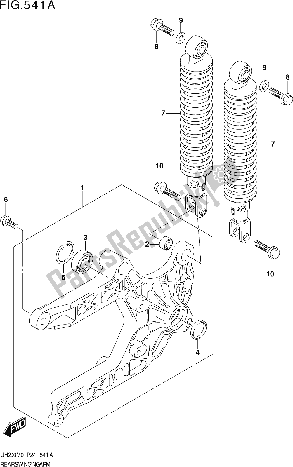 Tutte le parti per il Fig. 541a Rear Swingingarm del Suzuki UH 200 2020