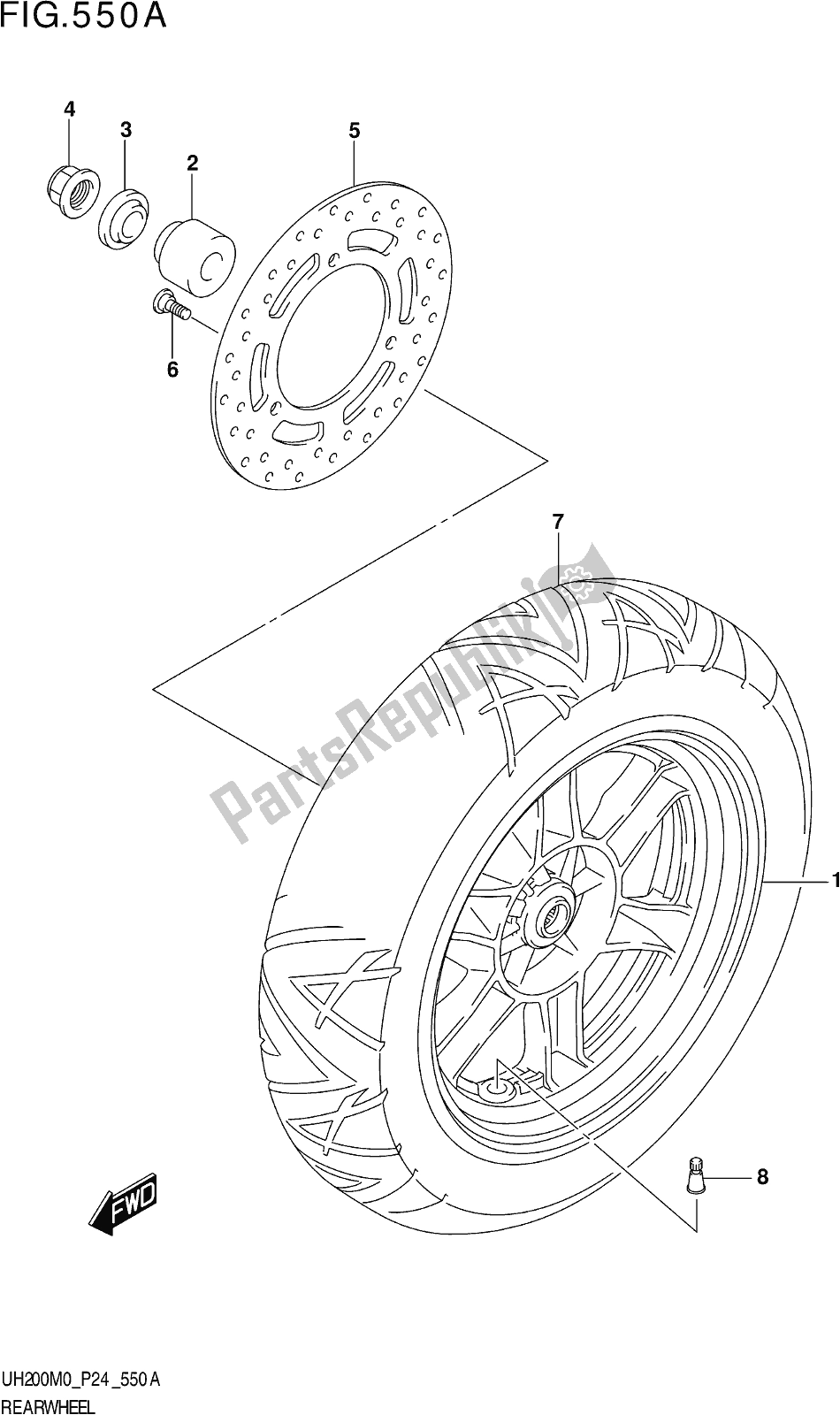 Toutes les pièces pour le Fig. 550a Rear Wheel du Suzuki UH 200 2020