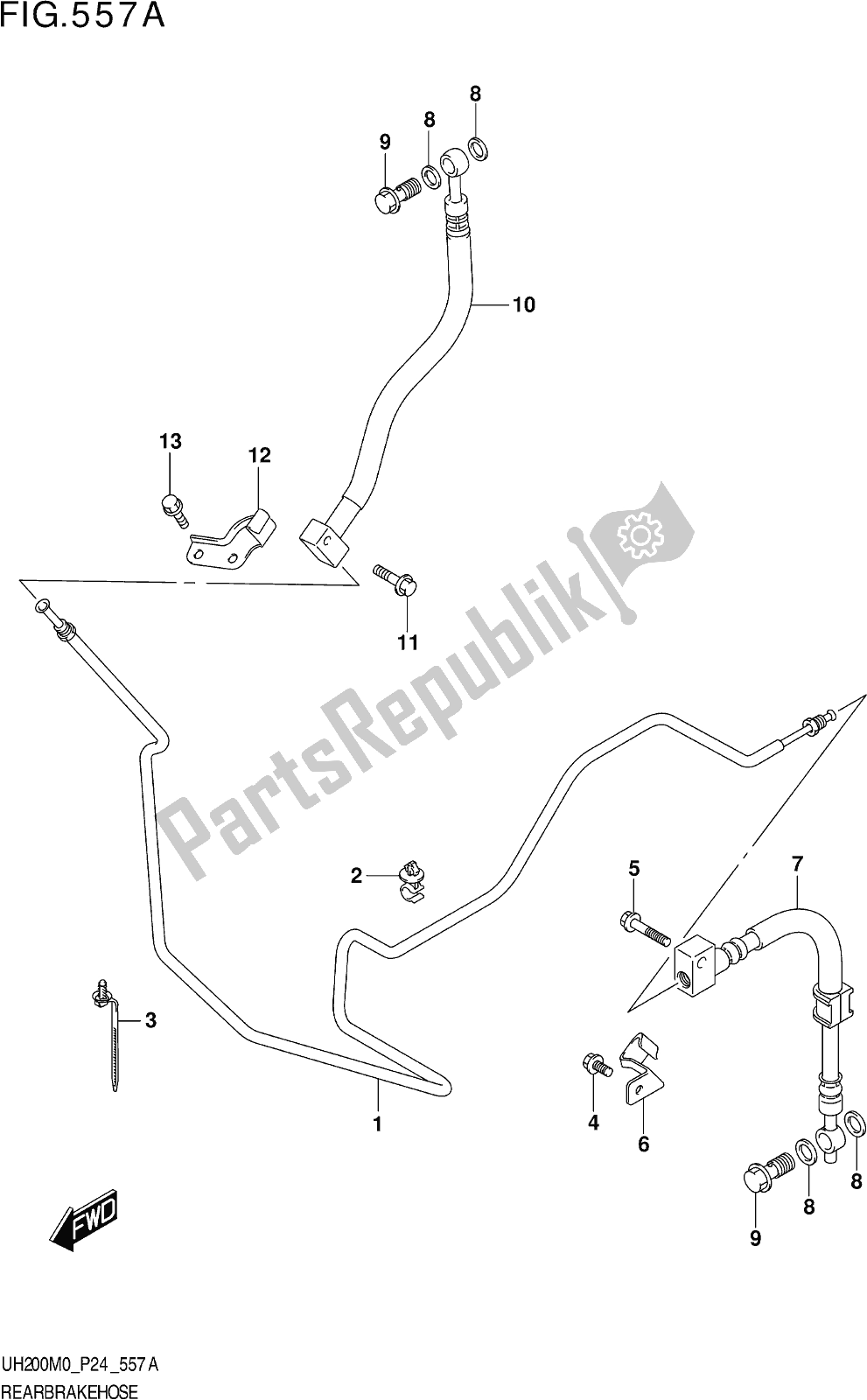 Tutte le parti per il Fig. 557a Rear Brake Hose del Suzuki UH 200 2020