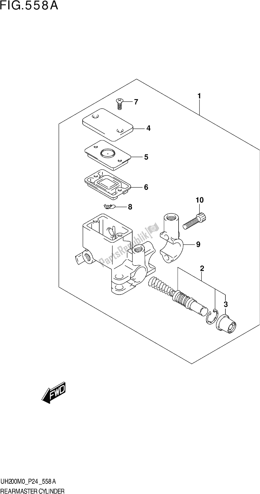 Todas as partes de Fig. 558a Rear Master Cylinder do Suzuki UH 200 2020