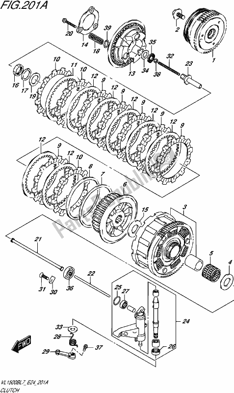 All parts for the Clutch of the Suzuki VL 1500B 2017