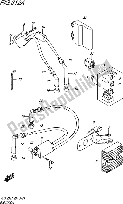 All parts for the Electrical of the Suzuki VL 1500B 2017