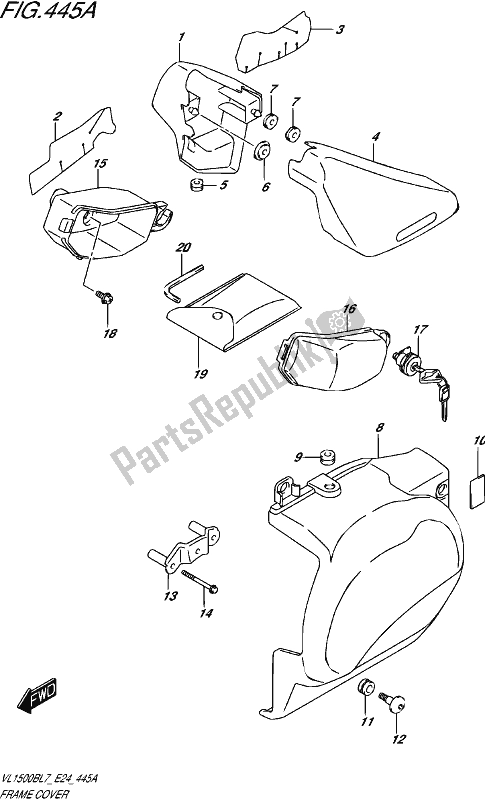 All parts for the Frame Cover of the Suzuki VL 1500B 2017