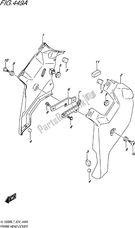 All parts for the Frame Head Cover of the Suzuki VL 1500B 2017