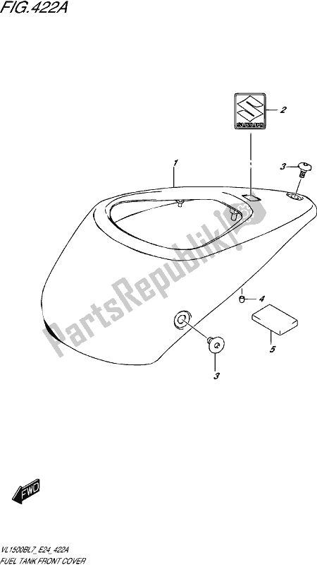 All parts for the Fuel Tank Front Cover of the Suzuki VL 1500B 2017