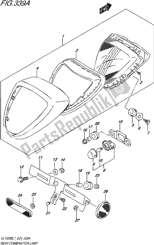 All parts for the Rear Combination Lamp of the Suzuki VL 1500B 2017