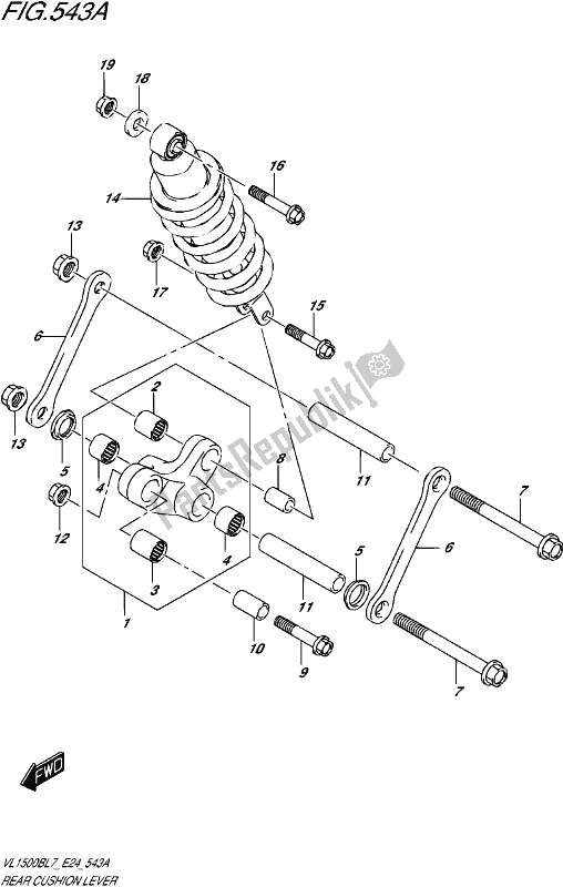 All parts for the Rear Cushion Lever of the Suzuki VL 1500B 2017