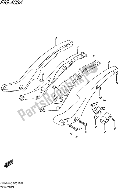 All parts for the Rear Frame of the Suzuki VL 1500B 2017