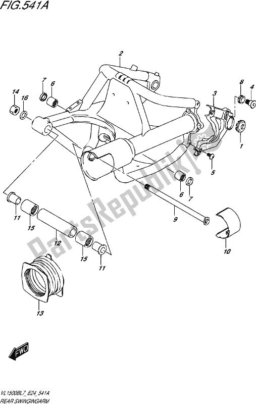 All parts for the Rear Swingingarm of the Suzuki VL 1500B 2017