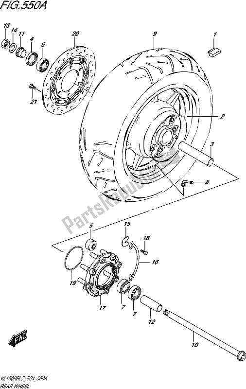 All parts for the Rear Wheel of the Suzuki VL 1500B 2017