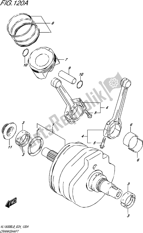 All parts for the Crankshaft of the Suzuki VL 1500B 2018