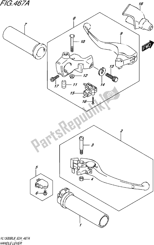 All parts for the Handle Lever of the Suzuki VL 1500B 2018