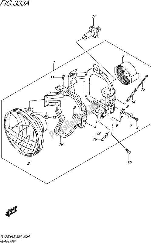 Tutte le parti per il Faro del Suzuki VL 1500B 2018