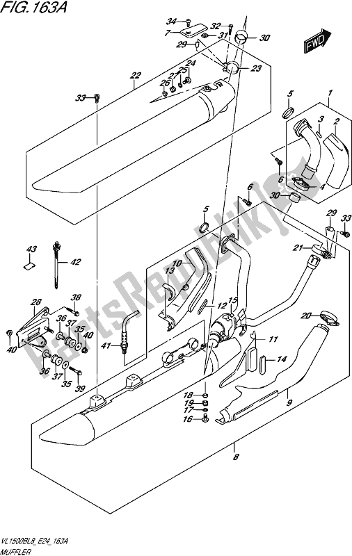 All parts for the Muffler of the Suzuki VL 1500B 2018