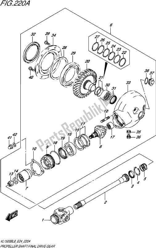 Wszystkie części do Propeller Shaft/final Drive Gear Suzuki VL 1500B 2018