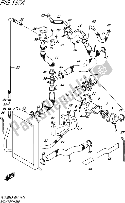 All parts for the Radiator Hose of the Suzuki VL 1500B 2018